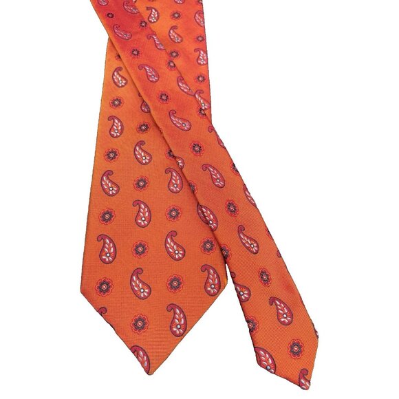ERMENEGILDO ZEGNA Men's Tie 100% Silk ITALY Luxury FLORAL Red Orange Blue 62"EUC - Picture 3 of 7